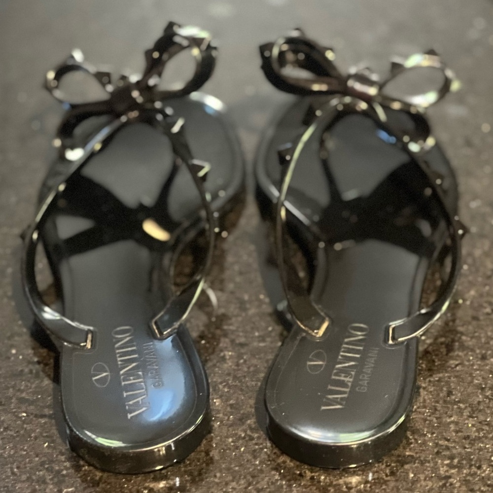 Valentino Black Rockstud Tonal Sandals - Picture 3 of 13